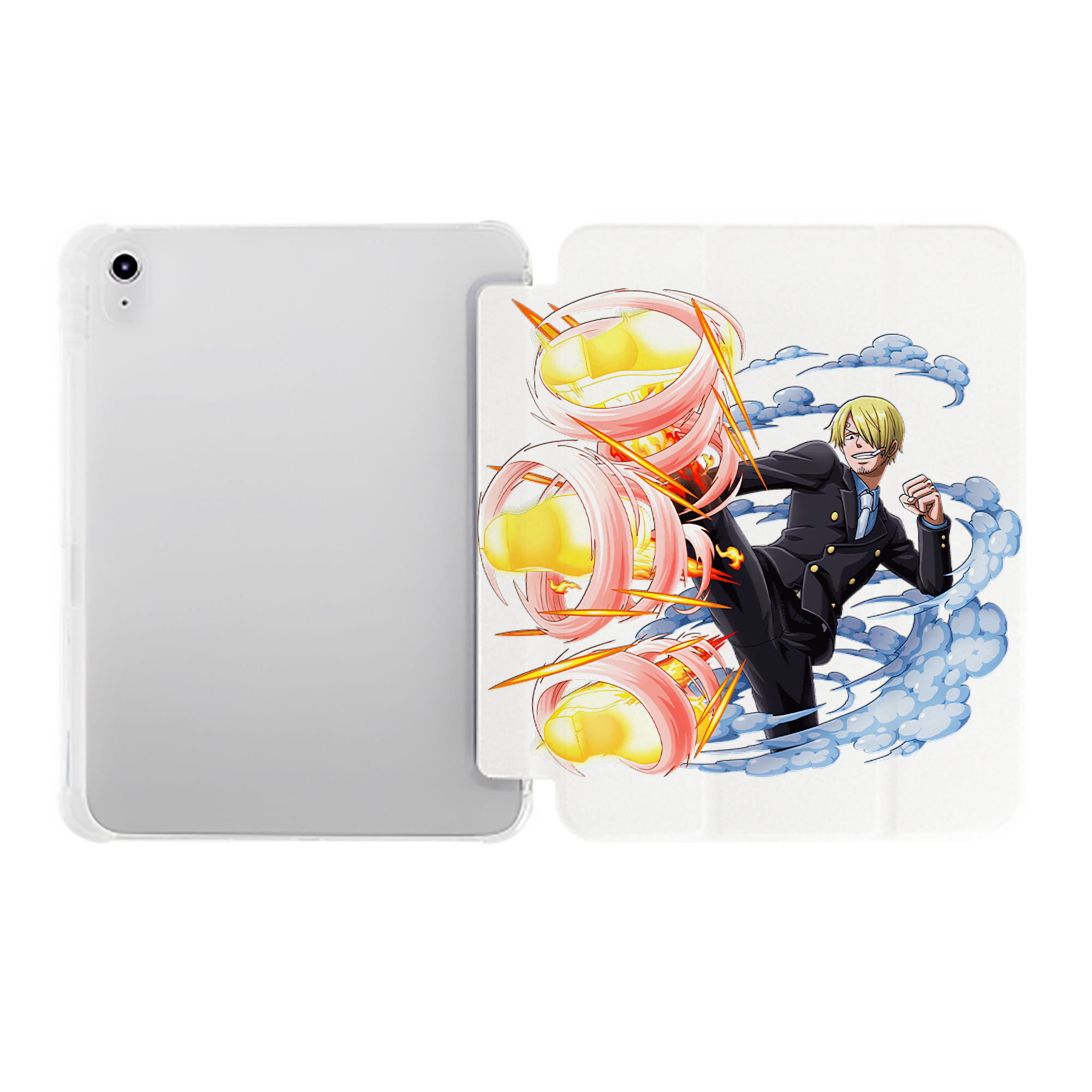 （画像用） ワンピース サンジ ONE PIECE Sanji IPad ケース ペン収納付き 三つ折りスタンド PUレザー×シリコン 対応機種9.5/10.5/10.9インチ
